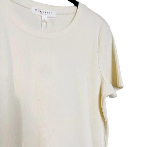 DownEast Maggi Ribbed Tee Short Sleeve Bone White Size Large - Picture 3 of 5